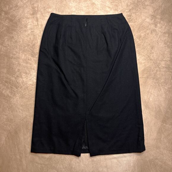 Vintage 90s Harve Benard Wool Pencil Skirt Black Midi Ukrainian Dark Academia - Picture 2 of 5